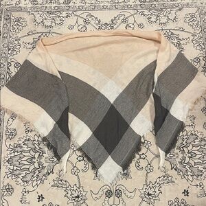 Peach, Grey, White Plaid Scarf or Shawl